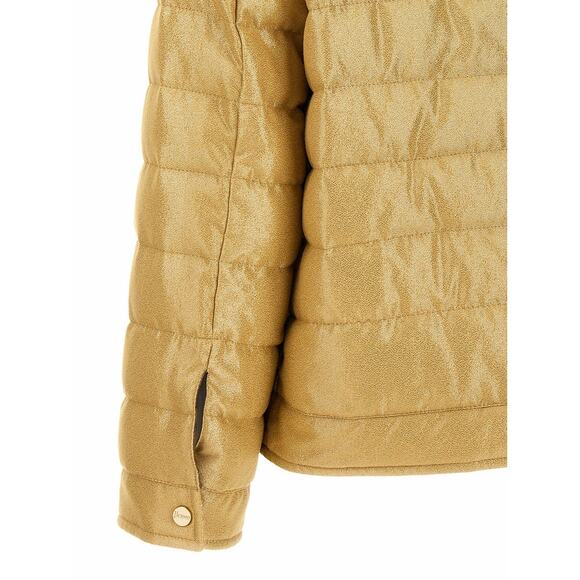 Herno Crio Metallic Quilted Bomber Jacket in Gold 40 US 4 - Picture 4 of 5